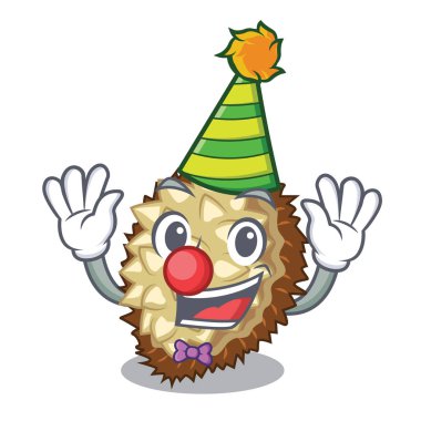 Palyaço meyve marang maskotu vektör çizim içinde yer alır