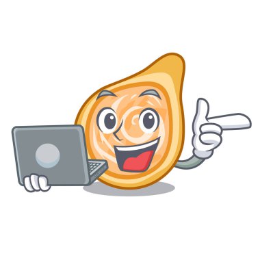 Laptop tavuk coxinhas tablo karikatür vektör çizim üzerinde