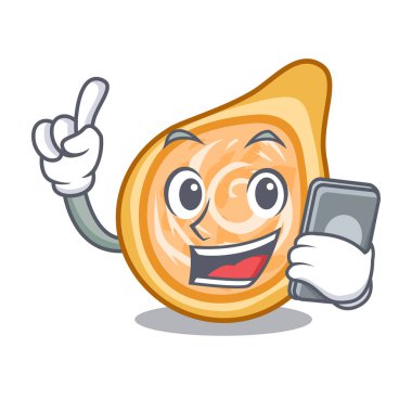 Üzerinde tablo karikatür vektör çizim ile telefon tavuk coxinhas