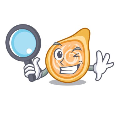 Dedektif aperatifler coxinha bir karakter plakaları vektör illustrartion üzerinde