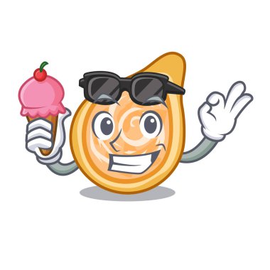 Dondurma aperatifler coxinha bir karakter ile tabak illustrartion vektör