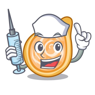 Hemşire aperatifler coxinha bir karakter plakaları vektör illustrartion üzerinde