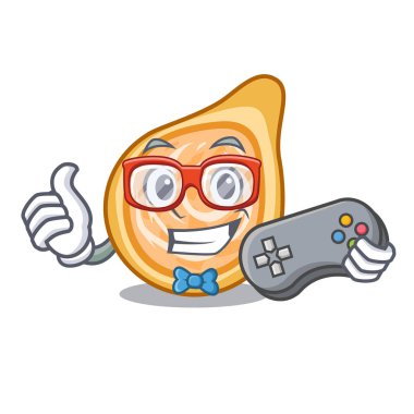 Bir maskot vektör illüstrasyon izole oyun tavuk coxinha