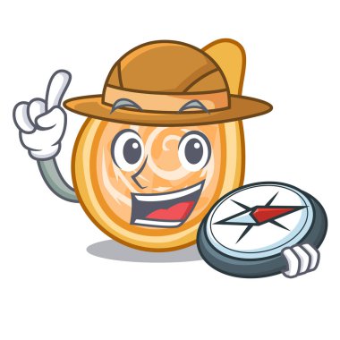 Explorer tavuk coxinha bir maskot vektör illüstrasyon izole