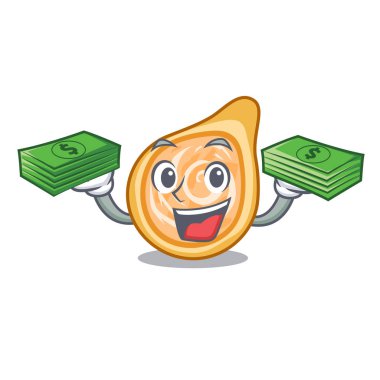 Bir maskot vektör illüstrasyon izole para tavuk coxinha ile