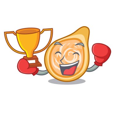 Kazanan tavuk coxinha şeklinde bir çizgi film vektör çizim boks