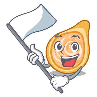 Tavuk coxinha şeklinde bir çizgi film vektör çizim bayrak ile