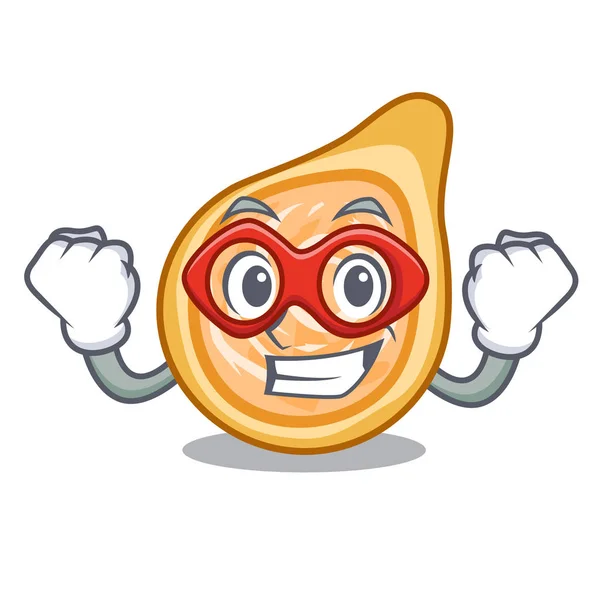 Super Hero Snacks Coxinha Character Plate Vector Illustrartion - Stok Vektor