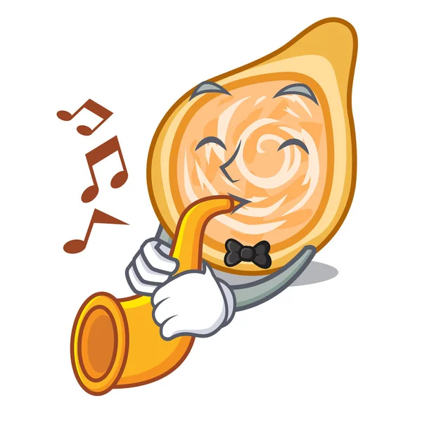 İle bir maskot vektör illüstrasyon izole tavuk coxinha trompet