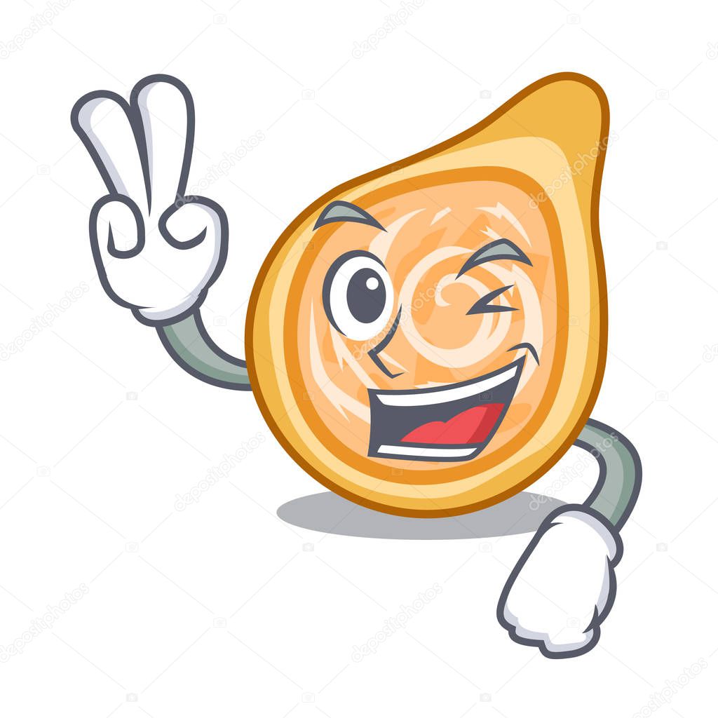 Two finger snacks coxinha on a character plates vector illustrartion