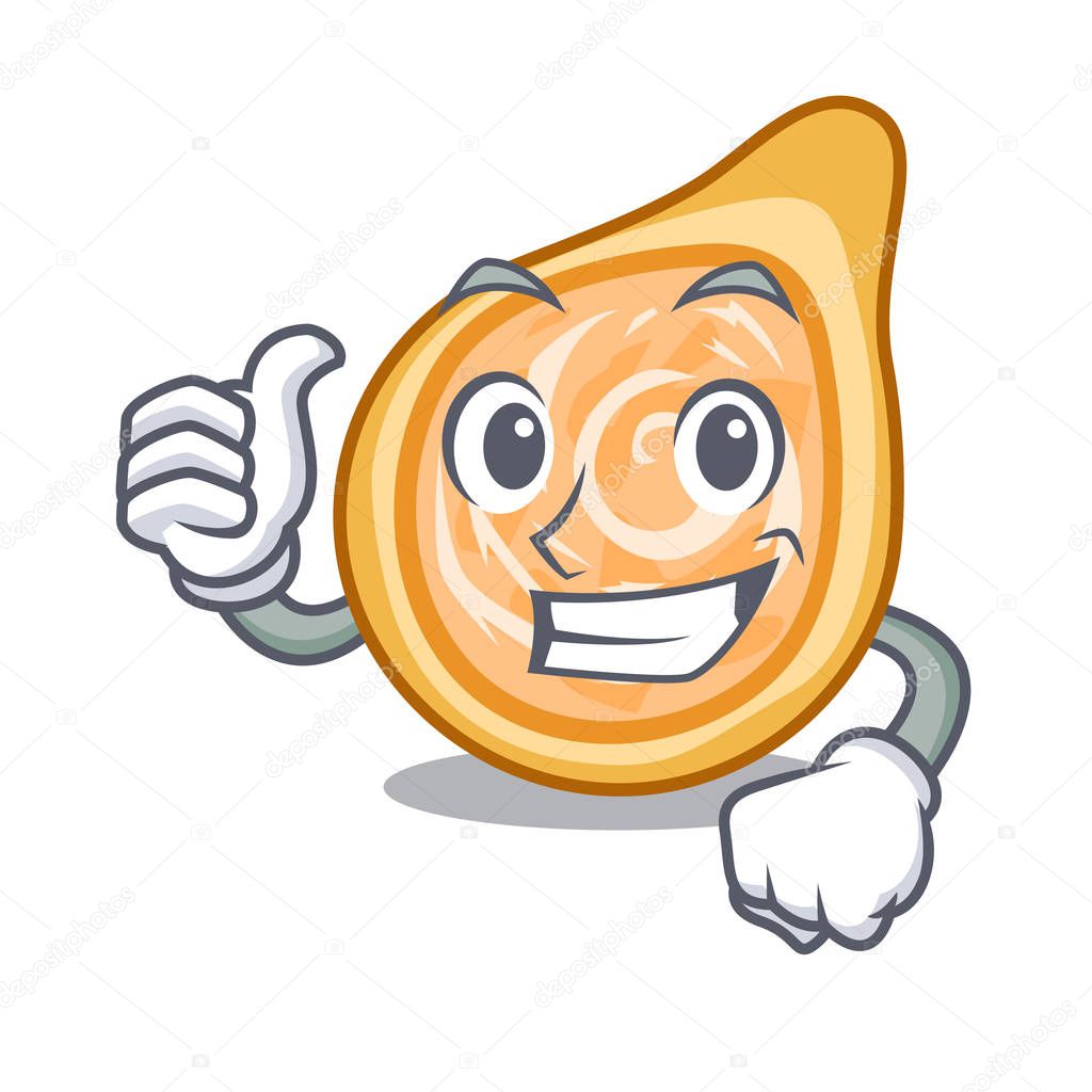 Thumbs up snacks coxinha on a character plates vector illustrartion