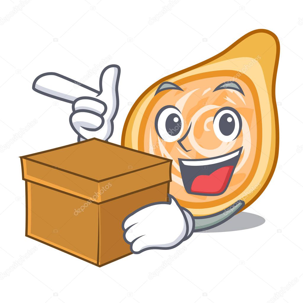 With box snacks coxinha on a character plates vector illustrartion