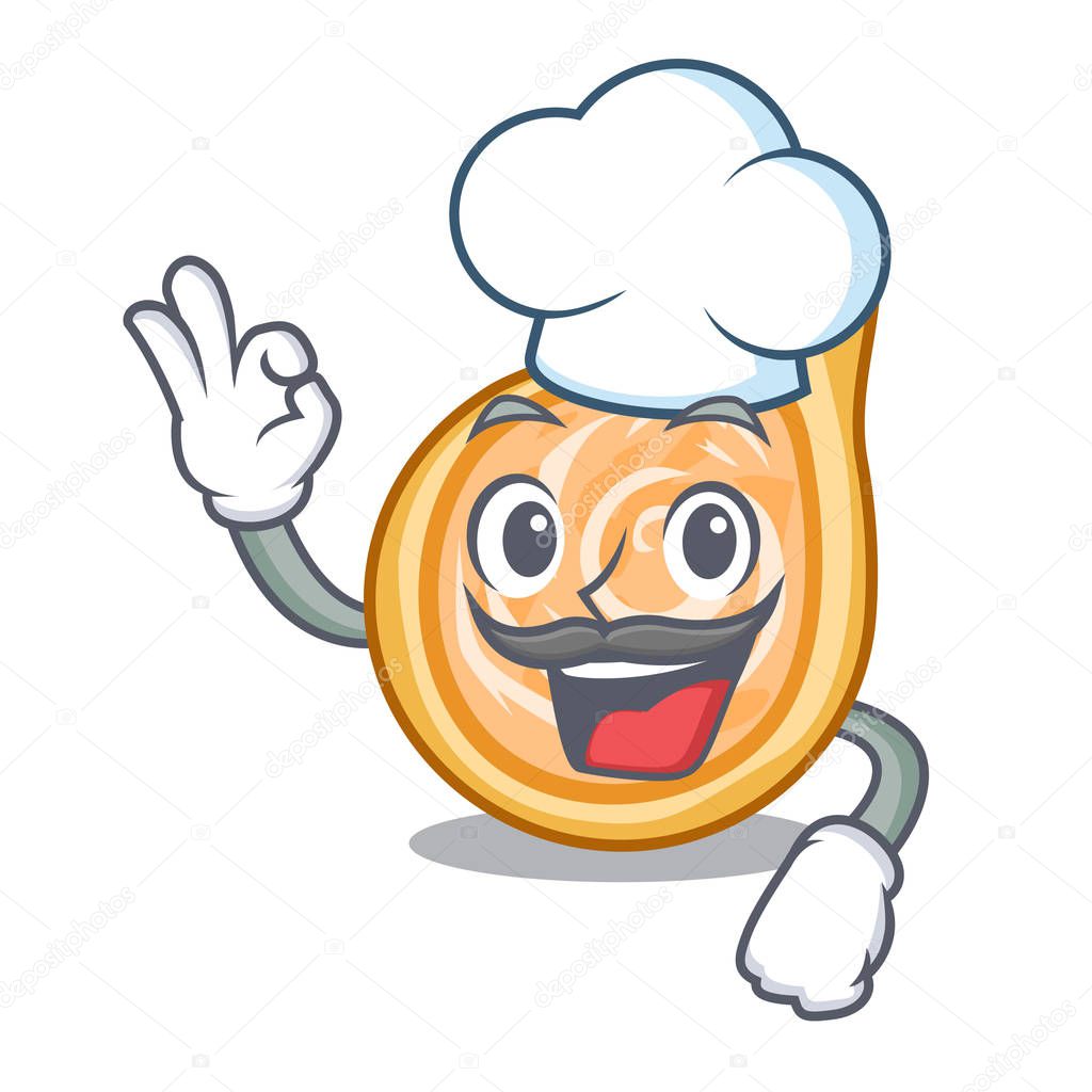 Chef snacks coxinha on a character plates vector illustrartion