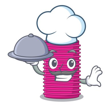 Şef ile gıda Saç Kıvırıcı karakter tablo vektör çizim üzerinde