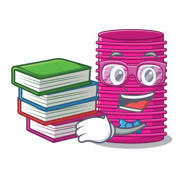 Öğrenci kitap curlers saç şekli karikatür komik vektör çizim ile