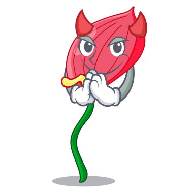 Şeytan antoryum çiçek karikatür Bahçe vektör çizim içinde pembe