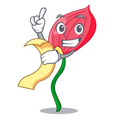 Menü anthurium ile karikatür Bahçe vektör çizim içinde pembe çiçek