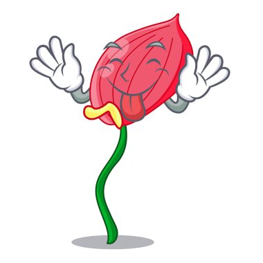 Pembe antoryum çiçek karakter komik vektör çizim içinde dışarı dil