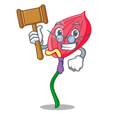 Yargıç pembe antoryum çiçek karakter komik vektör çizim