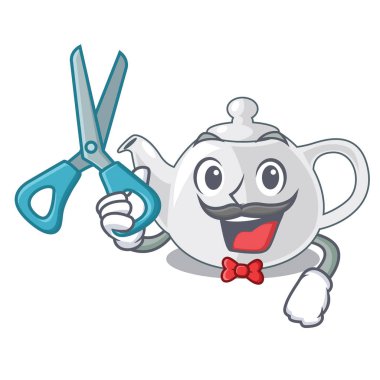 Kuaför Porselen Demlik bir desen çizgi film vektör çizim ile