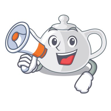 Bir desen çizgi film vektör çizim ile ile megafon porselen çaydanlık