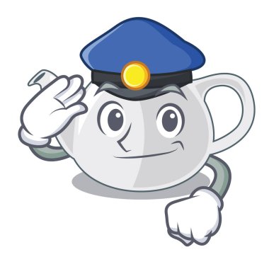 Polis Porselen Demlik bir desen çizgi film vektör çizim ile