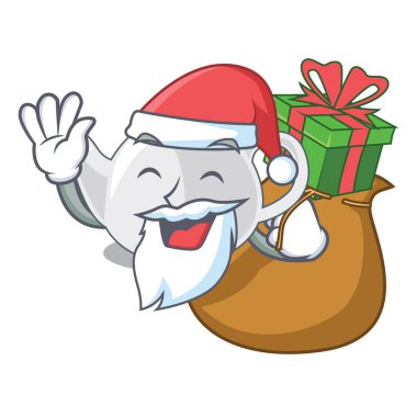 Noel Baba hediye çaydanlık porseleni ile şekil karikatür vektör çizim ile