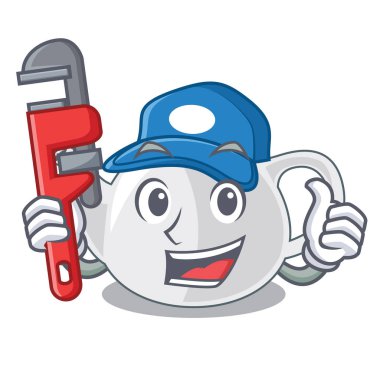 Tesisatçı çaydanlık porseleni şekli çizgi film vektör çizim ile