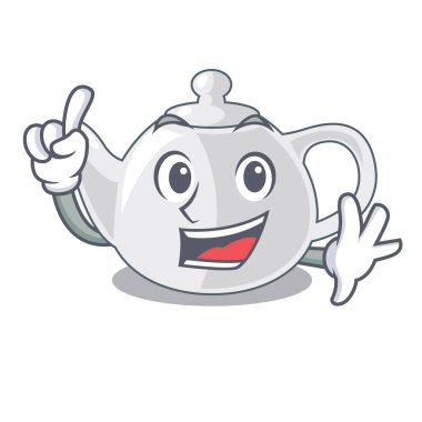 Parmak çaydanlık porseleni şekli çizgi film vektör çizim ile