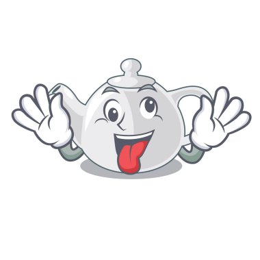 Deli çaydanlık porseleni şekli çizgi film vektör çizim ile