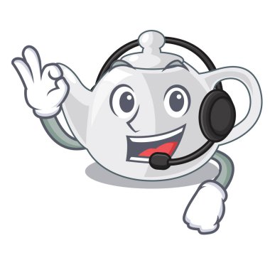 Kulaklık çaydanlık porseleni ile şekil karikatür vektör çizim ile