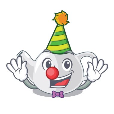 Palyaço çaydanlık porseleni şekli çizgi film vektör çizim ile