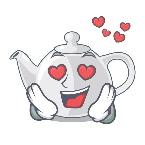 Любви Фарфоровый Чайник Столе Персонаж Vec Tor Иллюстрации — стоковый вектор