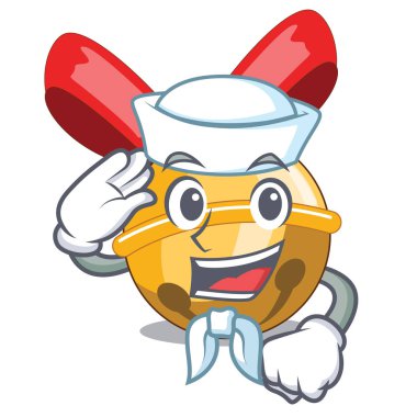 Denizci jingle bells Noel maskot vektör illustratation üzerinde izole.