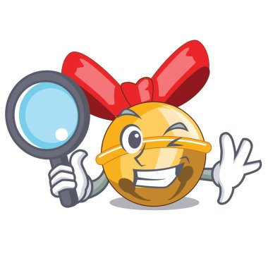 Çan topları karikatür vektör çizim Dedektif Noel dekorasyon