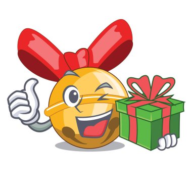 Hediye Jinggle bell ile Noel karakter vektör çizim üzerinde top.