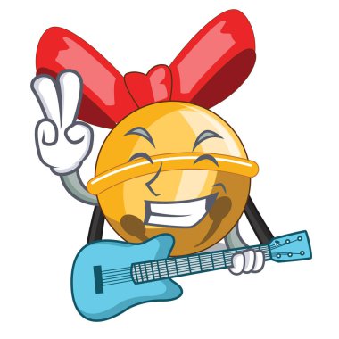 Gitar Jinggle bell ile Noel karakter vektör çizim üzerinde top.