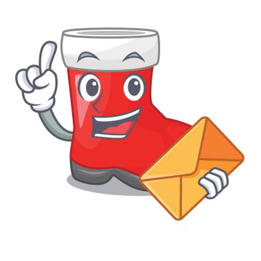 Zarf ile Noel Noel Baba önyükleme maskot vektör illüstrasyon izole