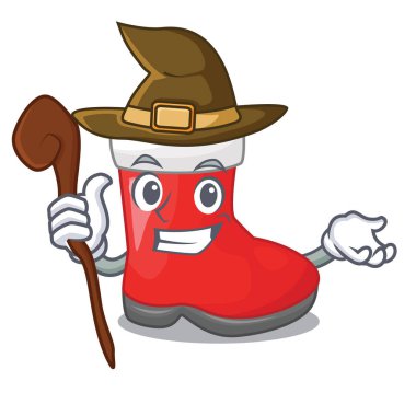 Cadı santa çizme karakteri raf vektör çizim üzerinde vardır