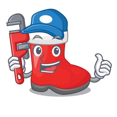 Tesisatçı santa şeklinde bir çizgi film vektör çizim çizmeler.