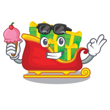 Dondurma Noel Baba kızakta şekli çizgi film vektör çizim ile