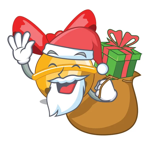Papai Noel Com Presente Natal Jinggel Sino Bolas Com Desenho — Vetor de Stock