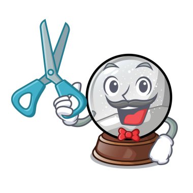 Kuaför kar küre chrismas maskot vektör illüstrasyon izole