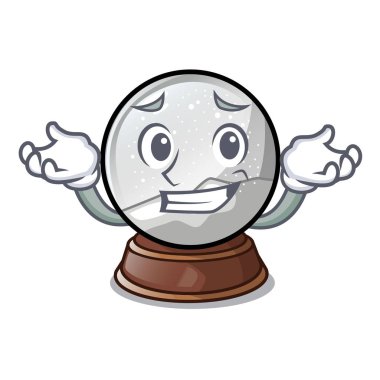 Tablo karakter vektör çizim üzerinde sırıtan Noel kar küresi