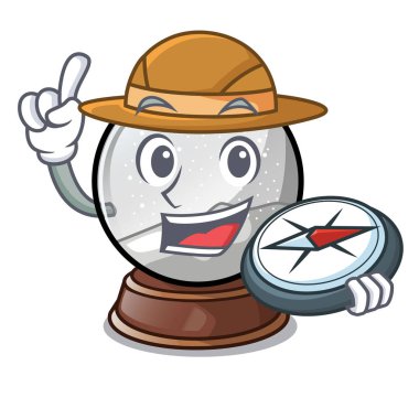 Explorer topu kar ve Noel ağacı vektör çizim karikatür