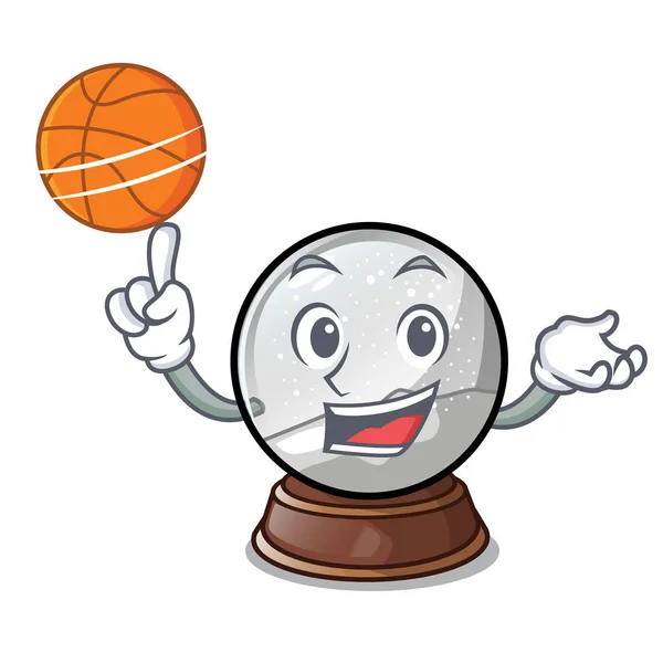 Maskot Vektör Illüstrasyon Izole Basketbol Kar Küre Chrismas Ile — Stok Vektör