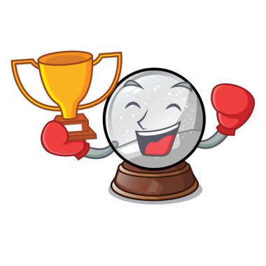 Kazanan Noel kar küresi şekli çizgi film vektör çizim içinde boks