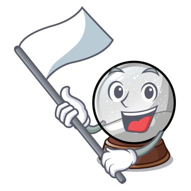 Bayrağı ile Noel kar yerkürenin şekli çizgi film vektör çizim