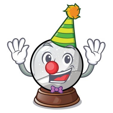 Palyaço Noel kar küresi şekli çizgi film vektör çizim