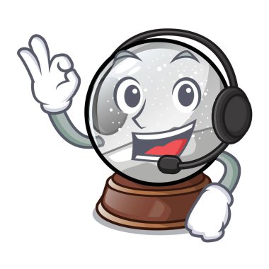 Kulaklık Noel kar küresi ile şekil karikatür vektör çizim